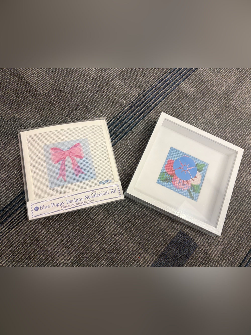 Blue Poppy Designs Pink Bow Needlepoint Kit